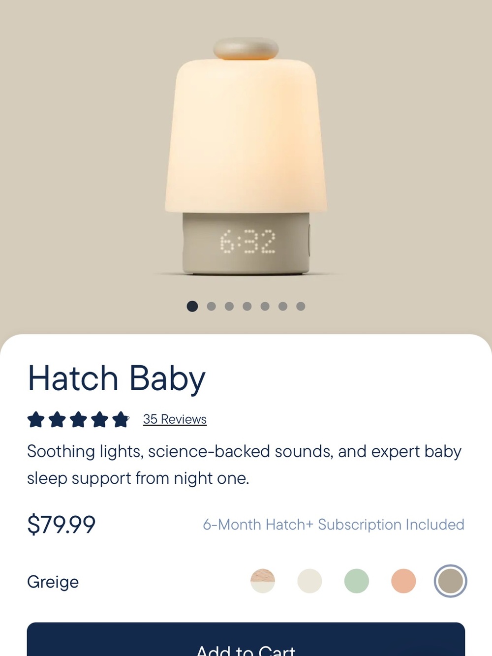 Hatch Baby Lamp / Sound machine in Greige, new in box - Picture 2 of 3